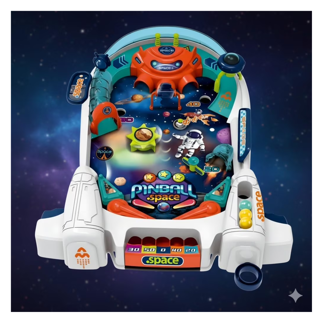 Space Pinball Game for Kids – Space-Themed Pinball Board Game, 2–4 Players, Ages 3+