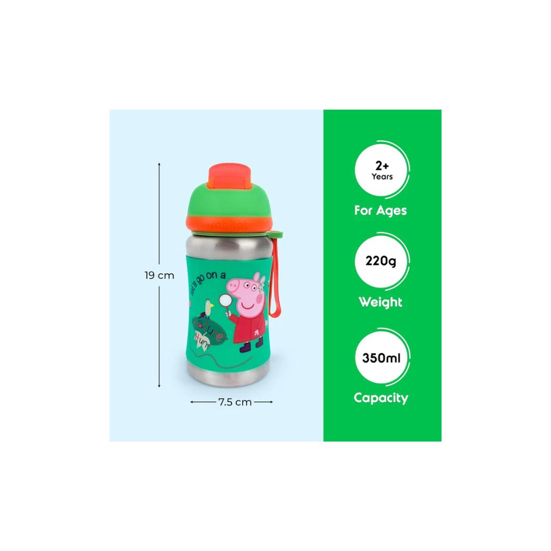 Rabitat Peppa Pig STEEL PLAY Stainless Steel Water Bottle Go Green 350 ml