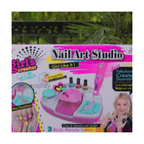 Girl's Creator DIY Nail Art Studio Kit – Kids Beauty Salon Playset with Non-Toxic Peel-Off Nail Polish & Glitter Decorator Pen (Ages 5+)