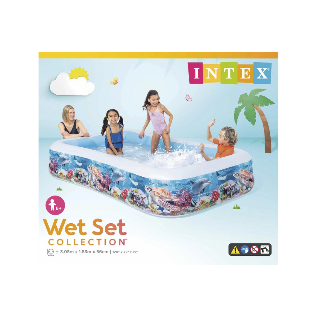 Intex 58485 Swim Center Inflatable Family Pool 10 Feet – Large Kids Outdoor Garden Swimming Pool