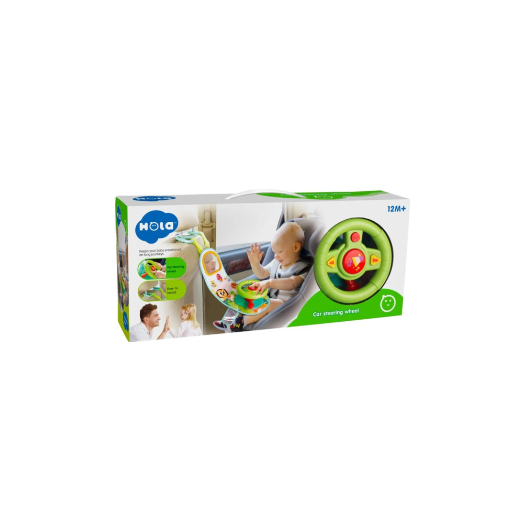 Hola Baby Car Steering Wheel with Lights Music Indicator and Horn Pretend to Drive Toy
