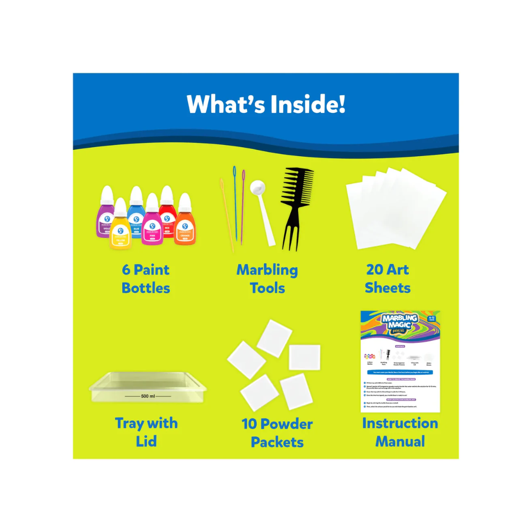 Skillmatics Art & Craft Activity - Marbling Magic Paint Kit, Water Marbling Kit for Kids