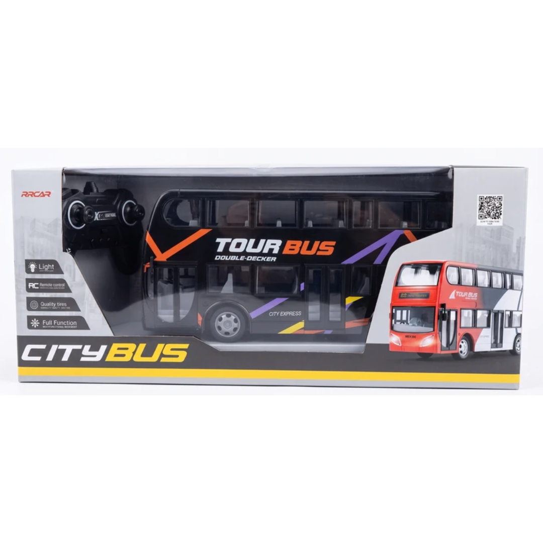 Rainbow Toys Remote Control Double-Decker Tour Bus – City Bus with Lights & Full Function Control