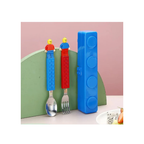 Rainbow Toys Building Blocks Design Stainless Steel Spoon and Fork Set