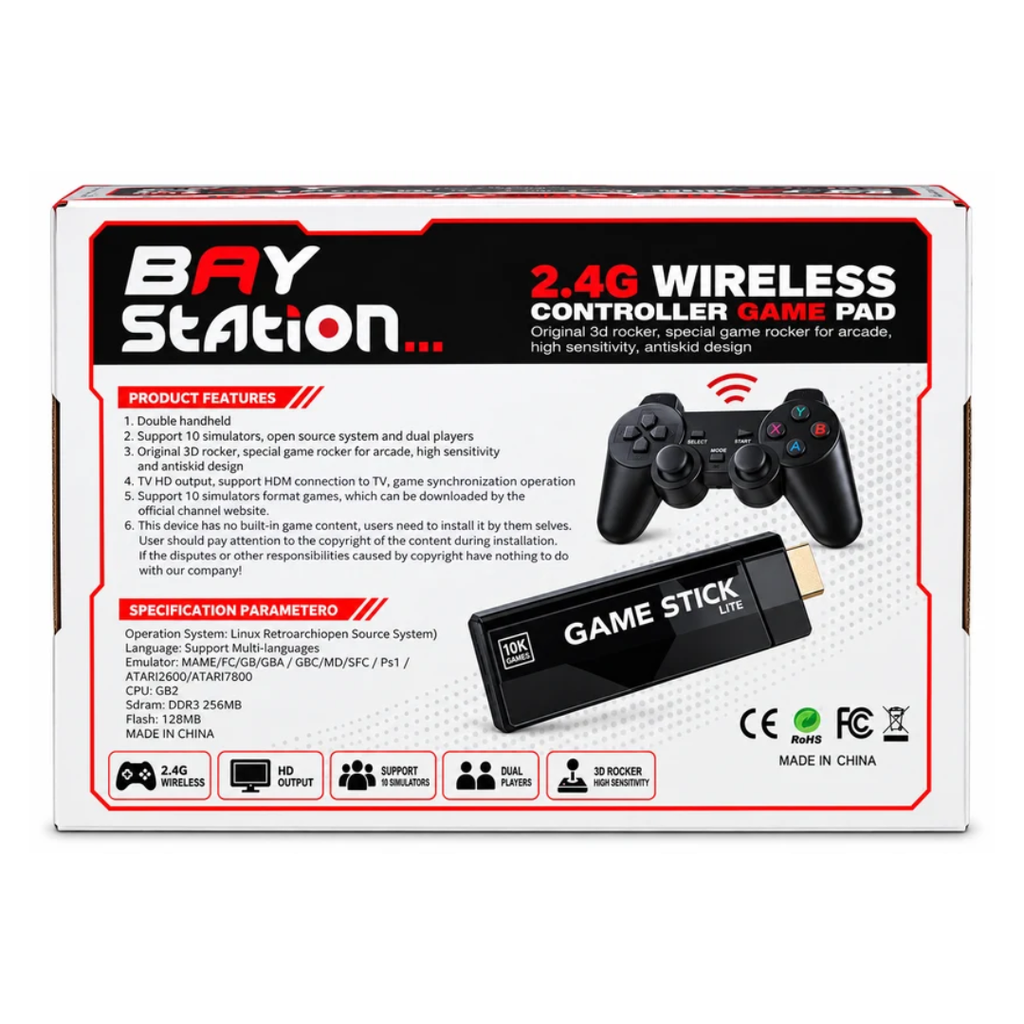 Baby Station 10K Retro Game Stick with 2.4G Wireless Controllers – TV Gaming Console