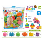 Soft Rubber Building Blocks for Kids – 36 Pcs Colorful DIY Blocks Set 12+ Months