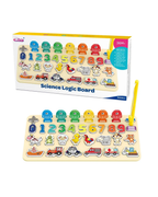 Baoli Science Logic Board Wooden Puzzle Educational Montessori Learning Board Numbers, Animals, Vehicles & Shapes
