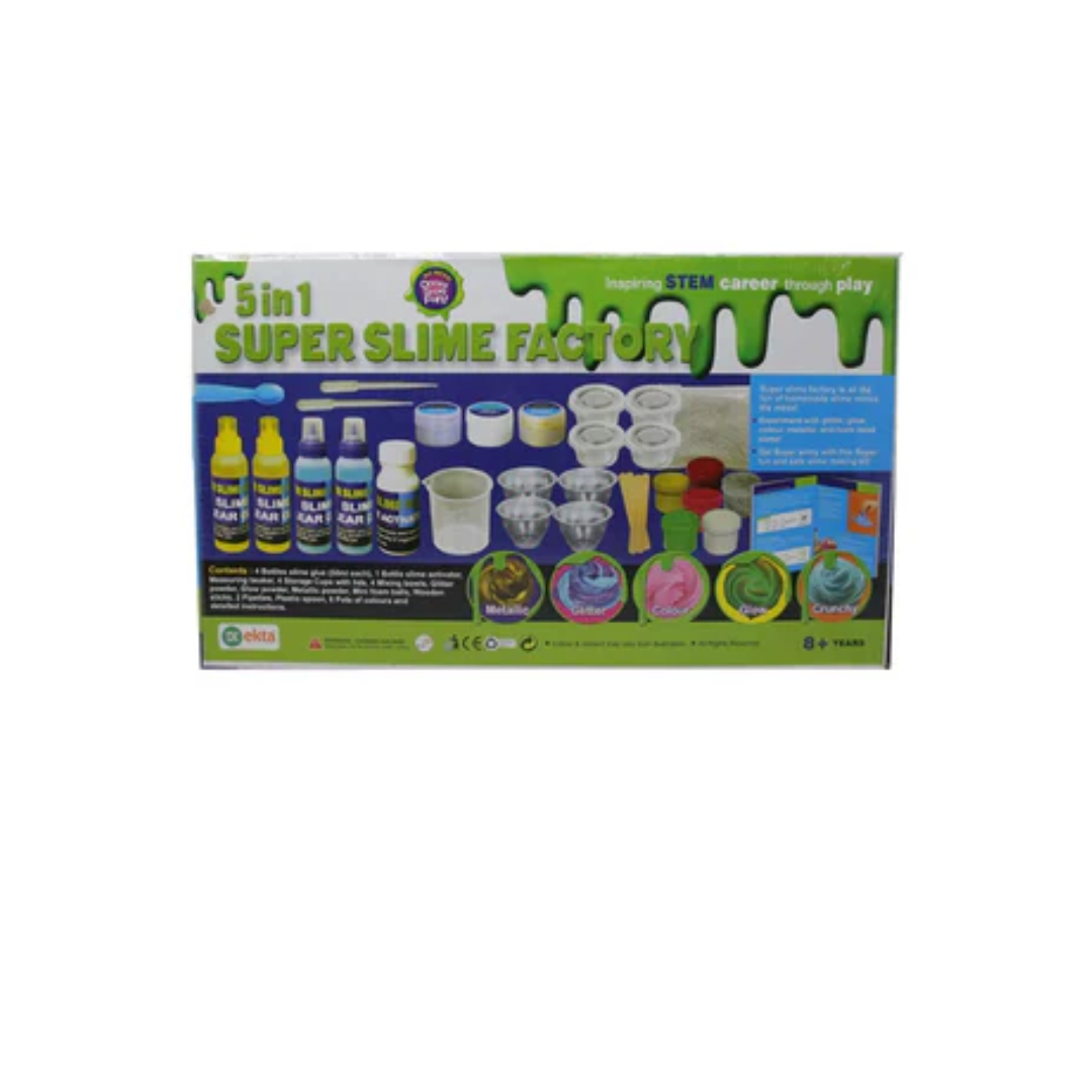 Ekta 5In1 Meatllic Glitter Color Glow Slime Super Slime Factory