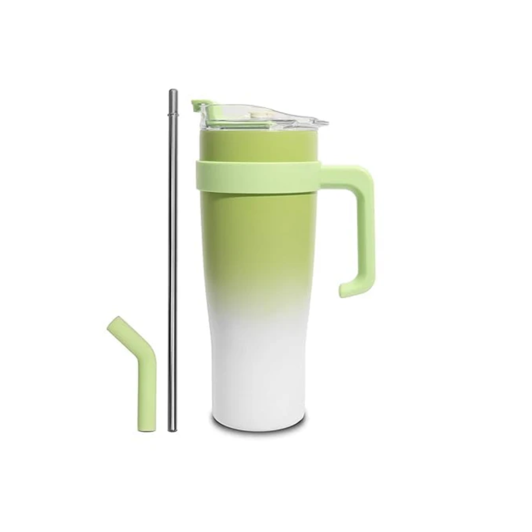 Rainbow Toys Stainless Steel Tumbler Stenley with Handle Straw & Lid Hot and Cold Insulated 1200ml Assorted Color