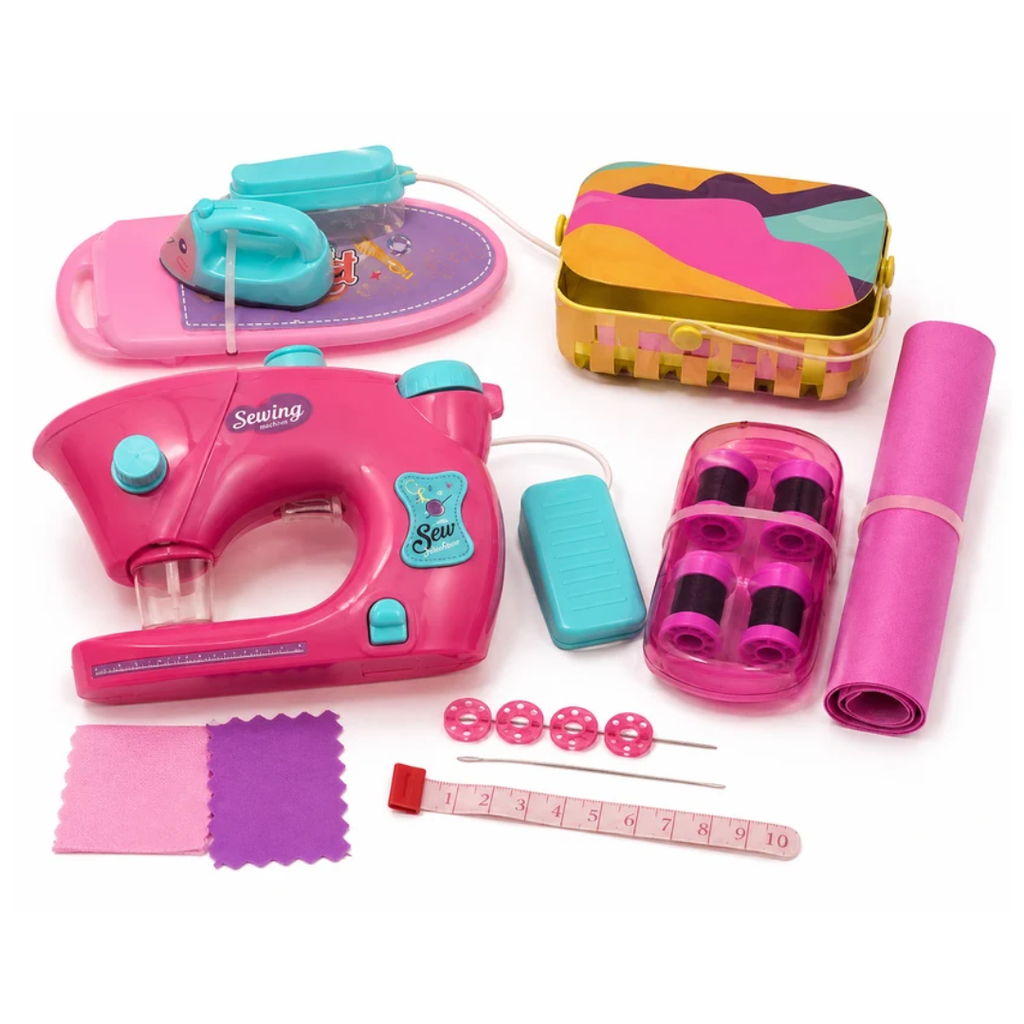 Sewing Machine Style Pretend Play Set for Girls – Kids Sewing & Fashion Design Kit
