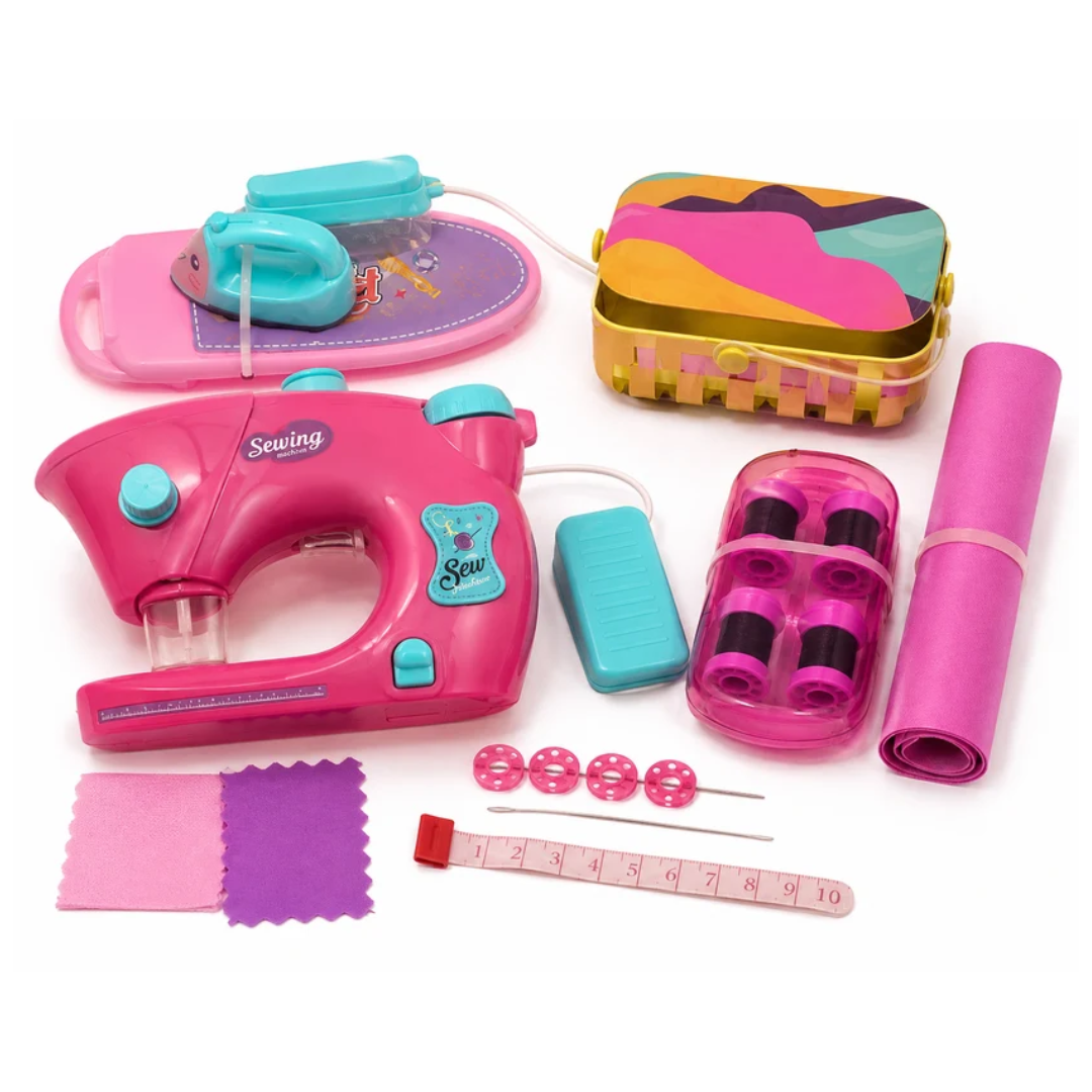 Sewing Machine Style Pretend Play Set for Girls – Kids Sewing & Fashion Design Kit