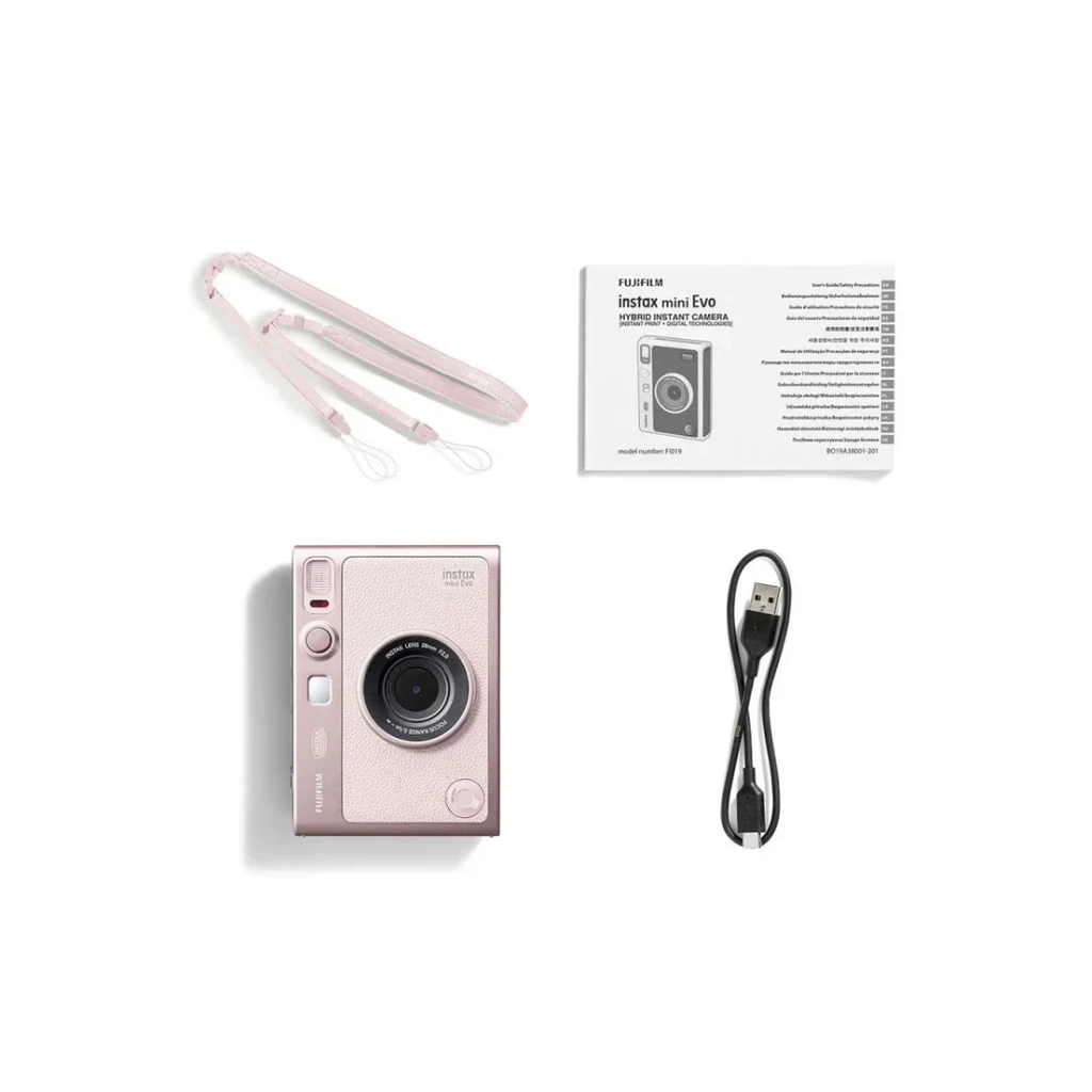 Fujifilm Instax Mini Evo Hybrid Camera Premium Edition with 20 Shots – Gentle Rose