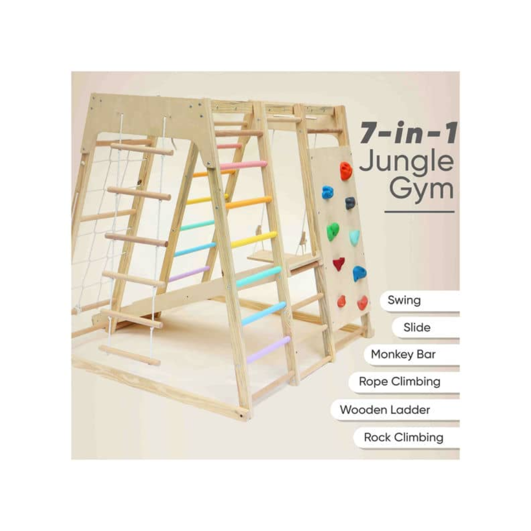 Curious Cub Wooden 7-in-1 Jungle gym