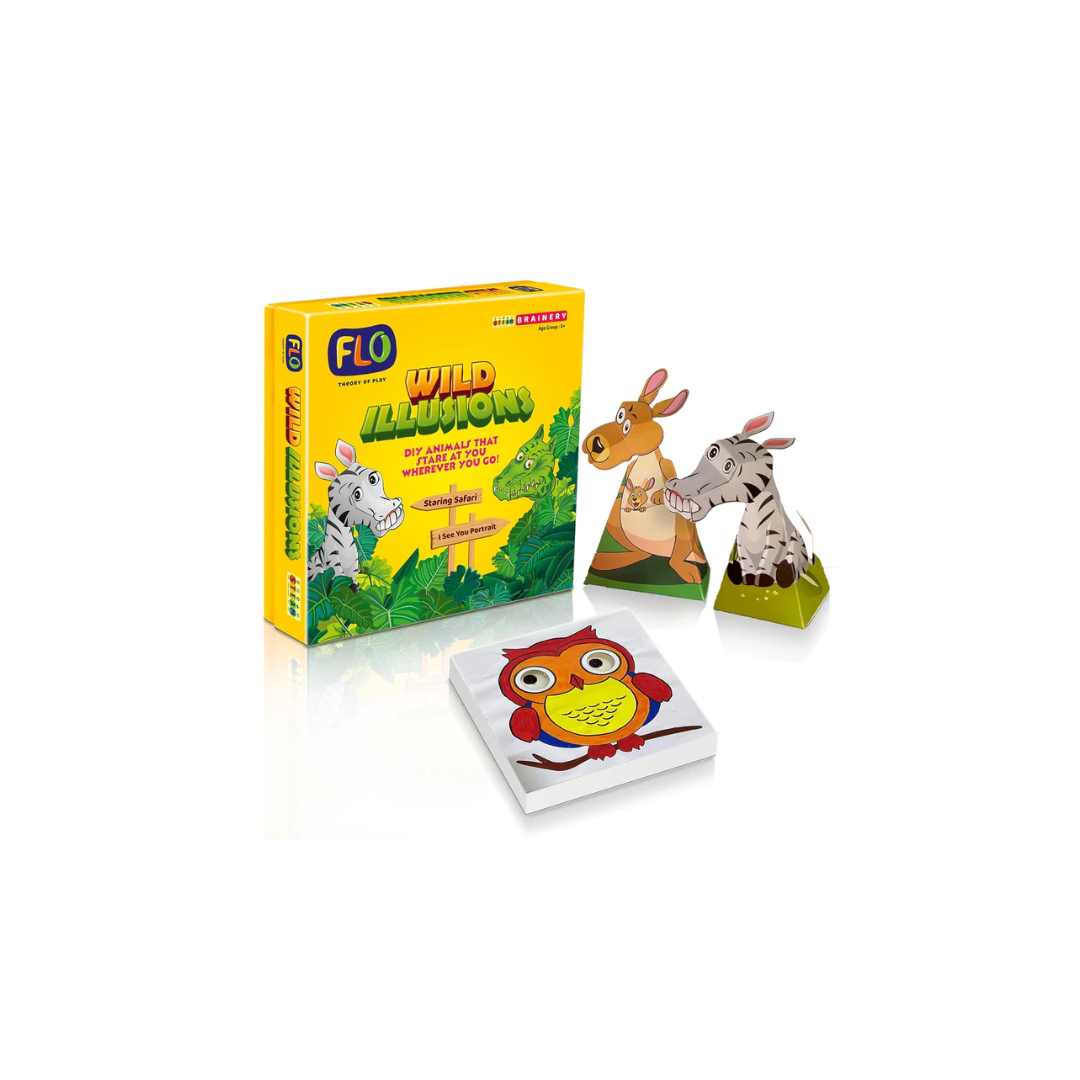 FLO Toys Steam Diy 3D Wild Animals And Birds Illusions Stem Activity Kit For Kids 6+
