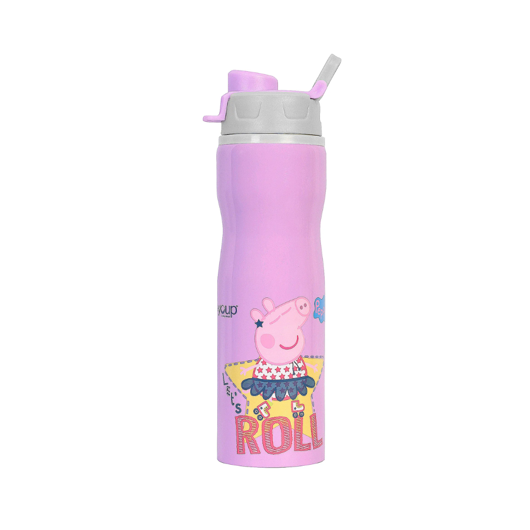 Youp Stainless Steel Purple Color Peppa Pig Kids Water Bottle TUKTUK - 750 ml Assorted Color