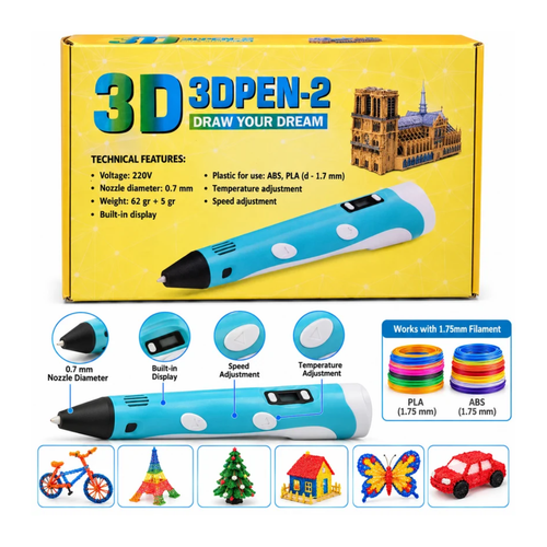 3D Printing Pen-2 with LCD Display, Adjustable Temperature & Speed | Creative 3D Drawing Pen for Kids & Beginners