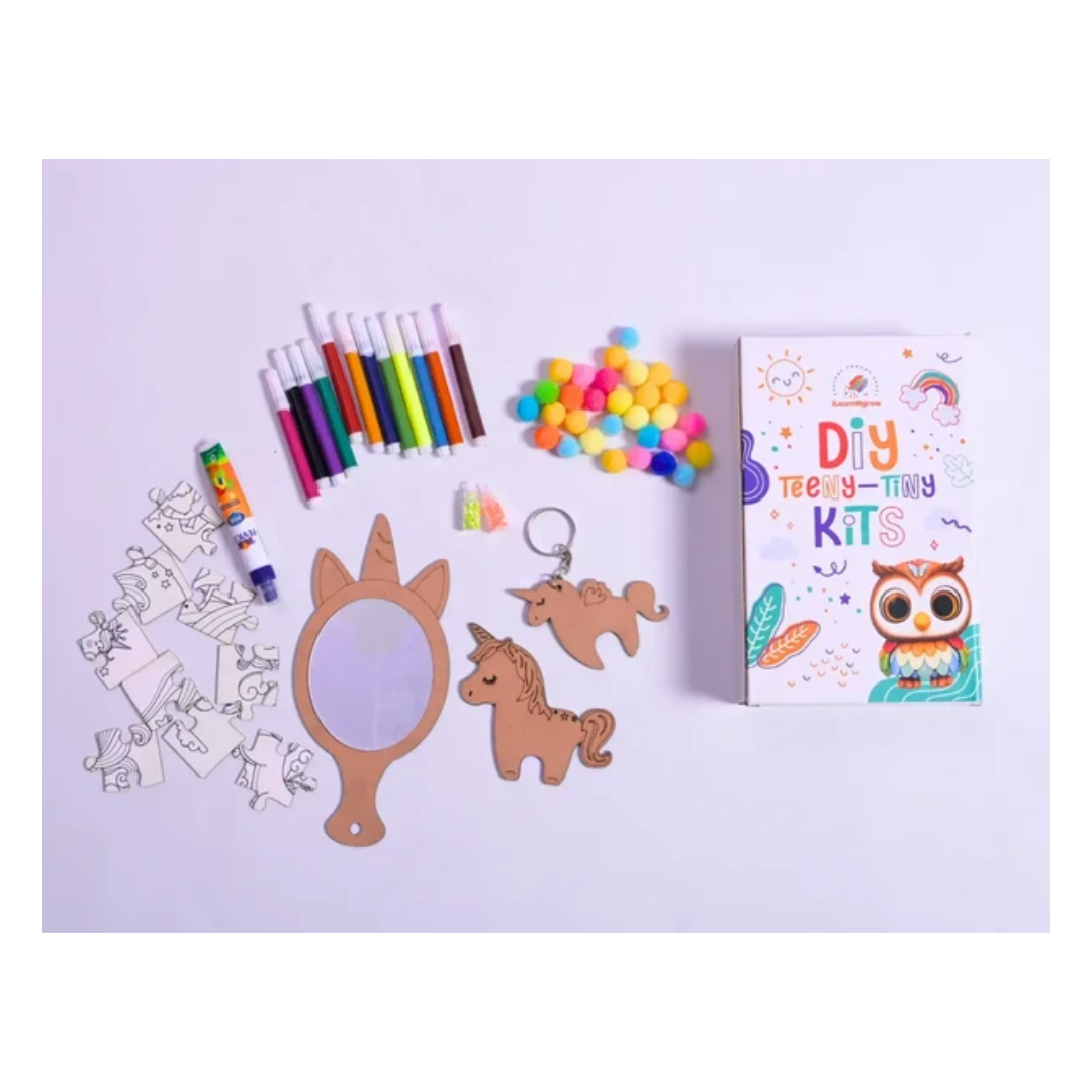 iLearnNGrow Teeny Tiny DIY Unicorn Painting Kit – Magical Art Craft Set for Kids