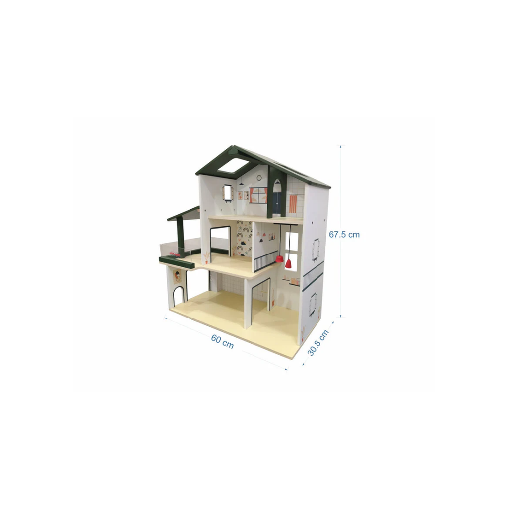Open Ended Wooden Dollhouse Modern Villa