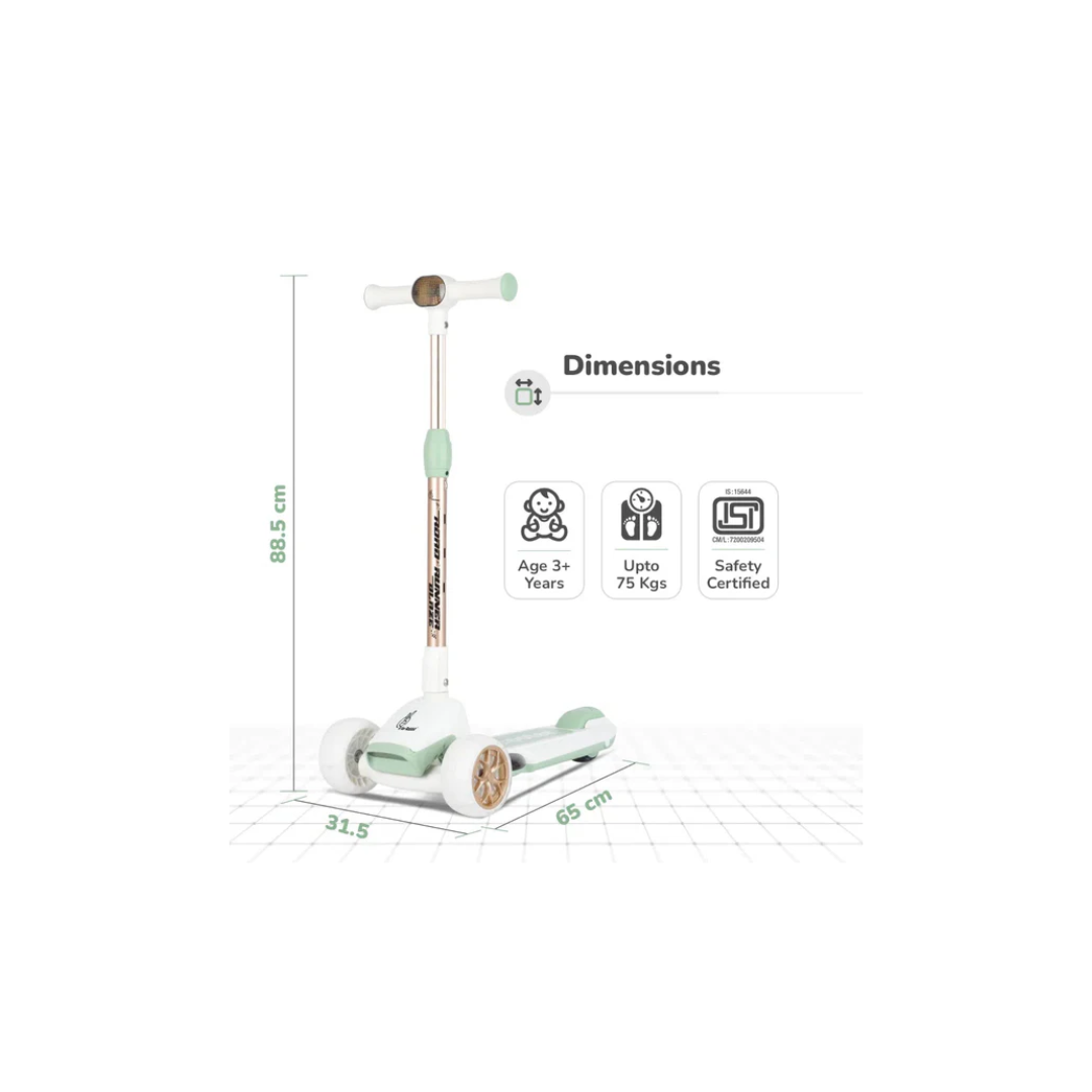 R fro Rabbit Road Runner Blaze Scooter For Kids With PU LED Wheels Green Gold