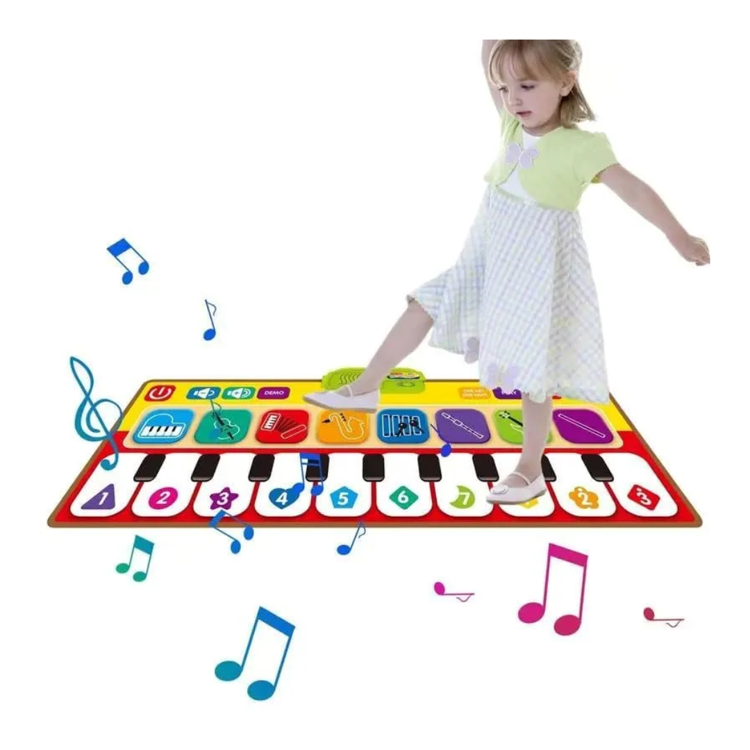Piano Music Mat for Kids – Touch & Learn Musical Play Mat with 10 Musical Keys & 8 Instrument Sounds, 3+ Years