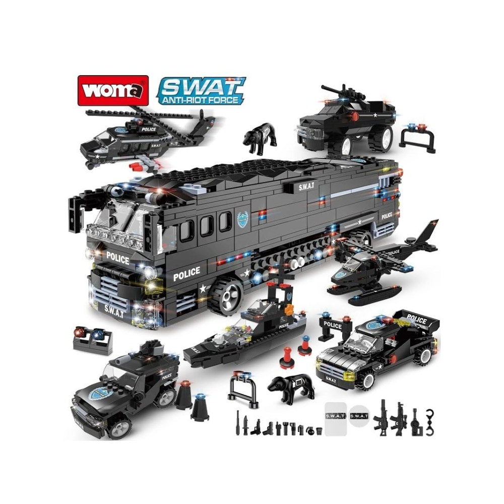Rainbow Toys SWAT Armored Bus C0547A, Building Set for Fans of Army Mobile Command Center and Police Cars, Building Blocks
