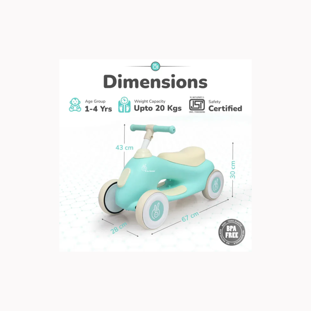 R for Rabbit Speedster Zoomy Push Ride on Car  Blue Grey