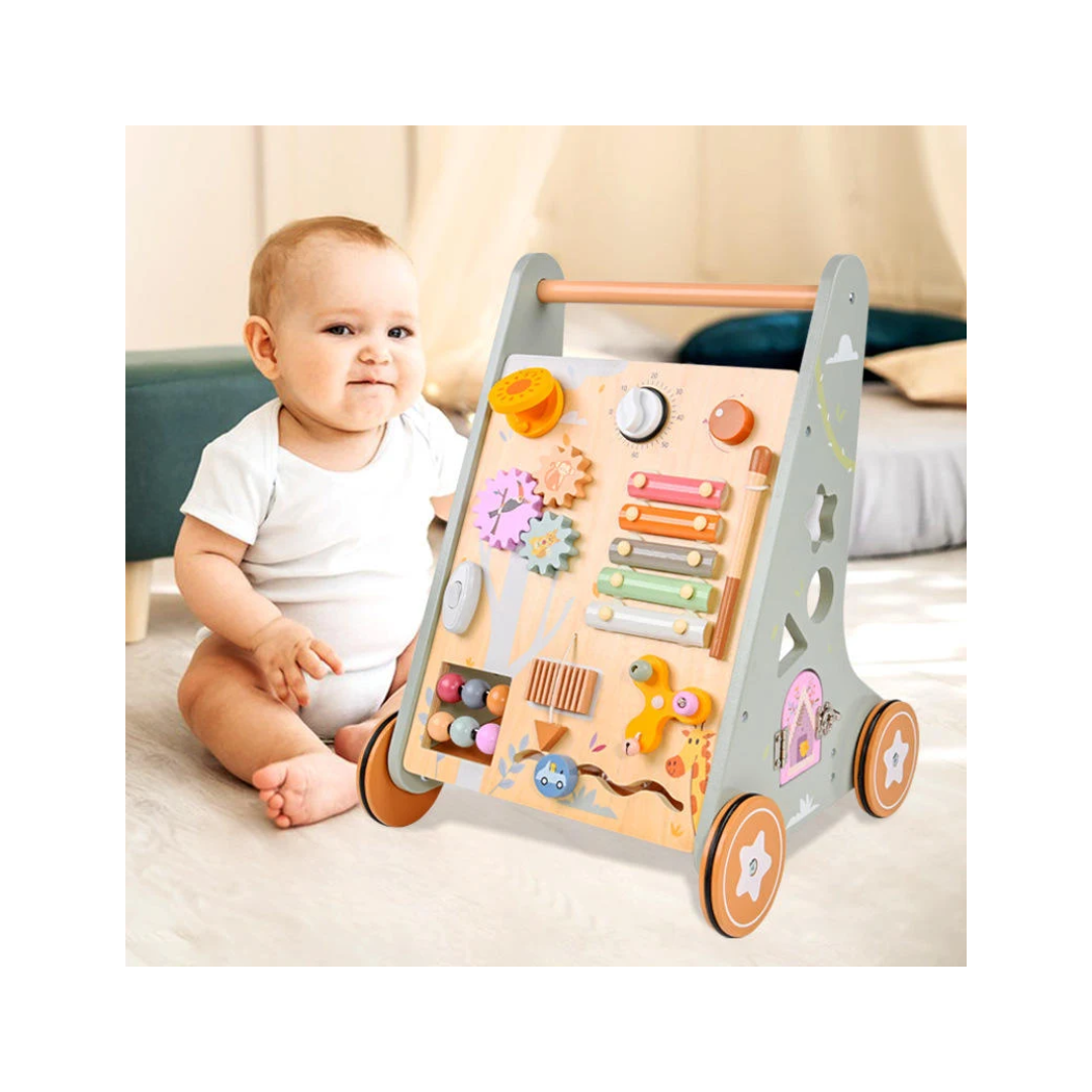 Wooden Baby Walker & Activity Centre - 5-in-1 Educational Push Toy for Toddlers (18+ Months)