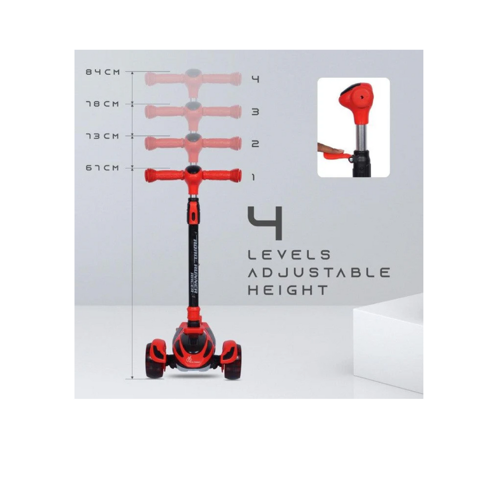 R For Rabbit Road Runner Racer Scooter - PU LED Wheels, 4 Level Height Adjustment, Red Black