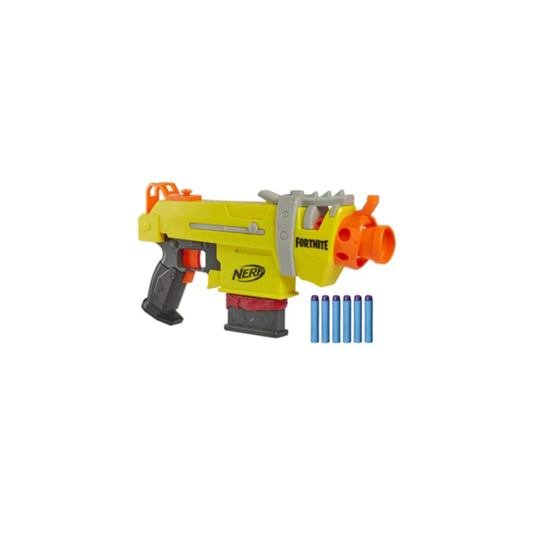 Hasbro  Nerf Fortnite SMG-L Motorised Dart Blaster Includes 3 Targets Comes with 6-Dart Clip and 6 Official Nerf Elite Darts
