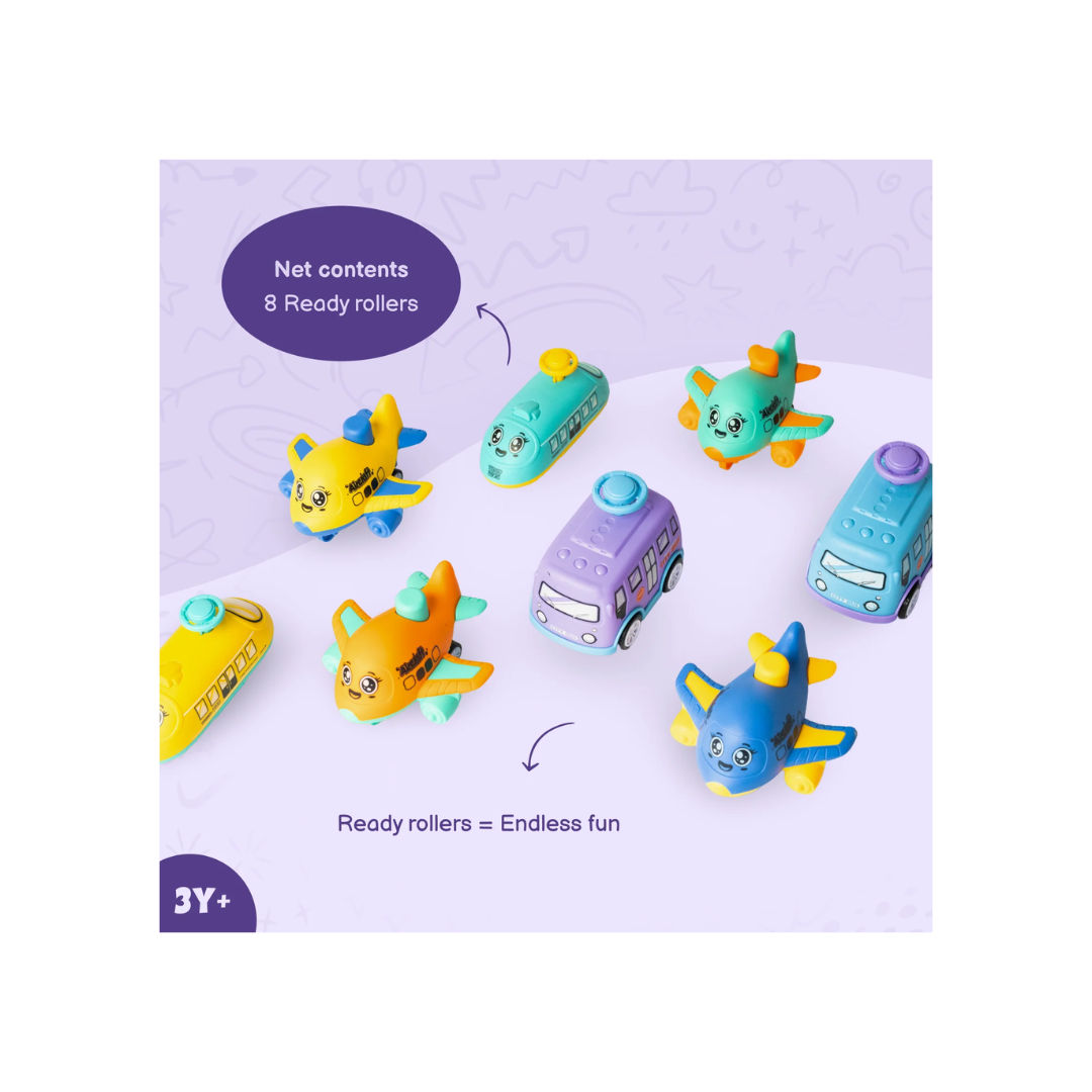 Tik Tak Toys Ready Rollers – the Press-and-Go Cars Set of 8!