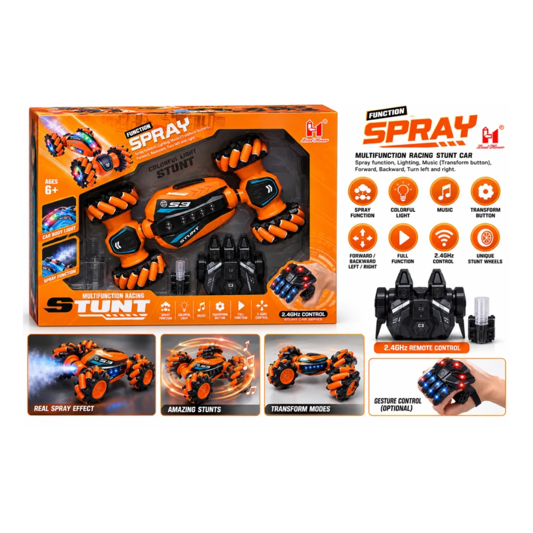 Lead Honor Multifunction Racing Stunt Remote Control Car with Spray, Lights & Music – 2.4GHz | 6Y+