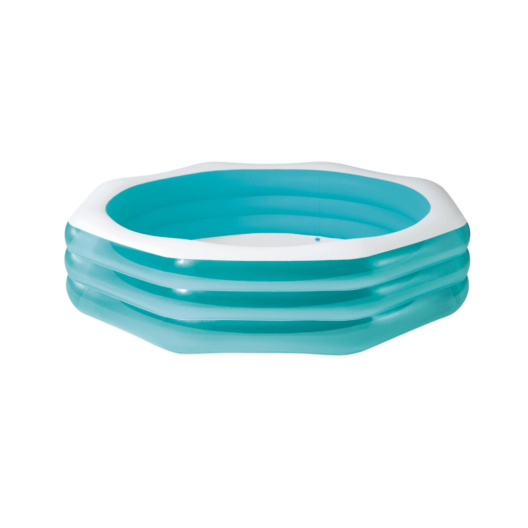 Intex 58492 Swim Center Inflatable Octagonal Family Pool: 262 Gallon Capacity – 100" x 100" x 22" – Blue