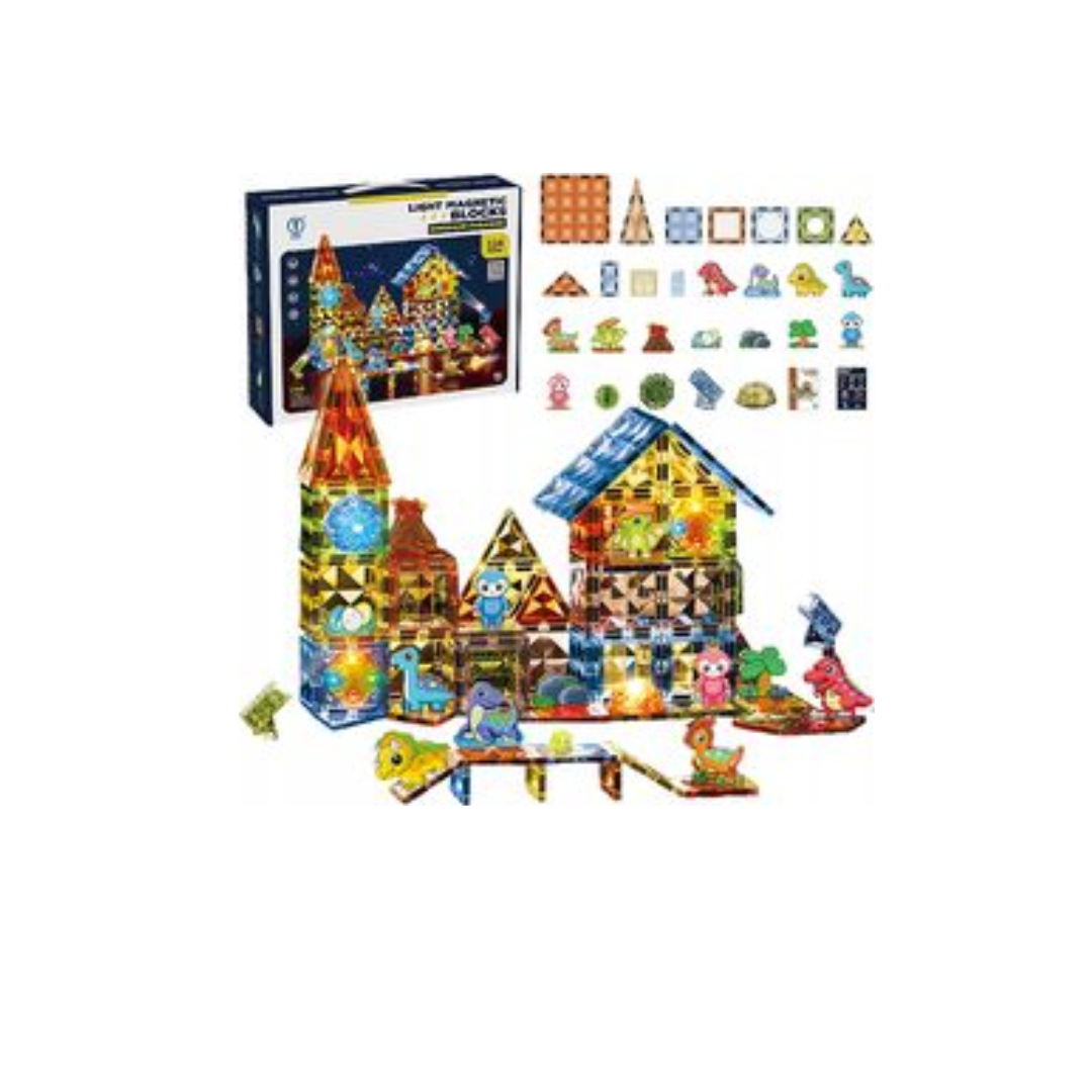 Rainbow Toys Magnetic Construction Blocks with Lights Dinosaur Park