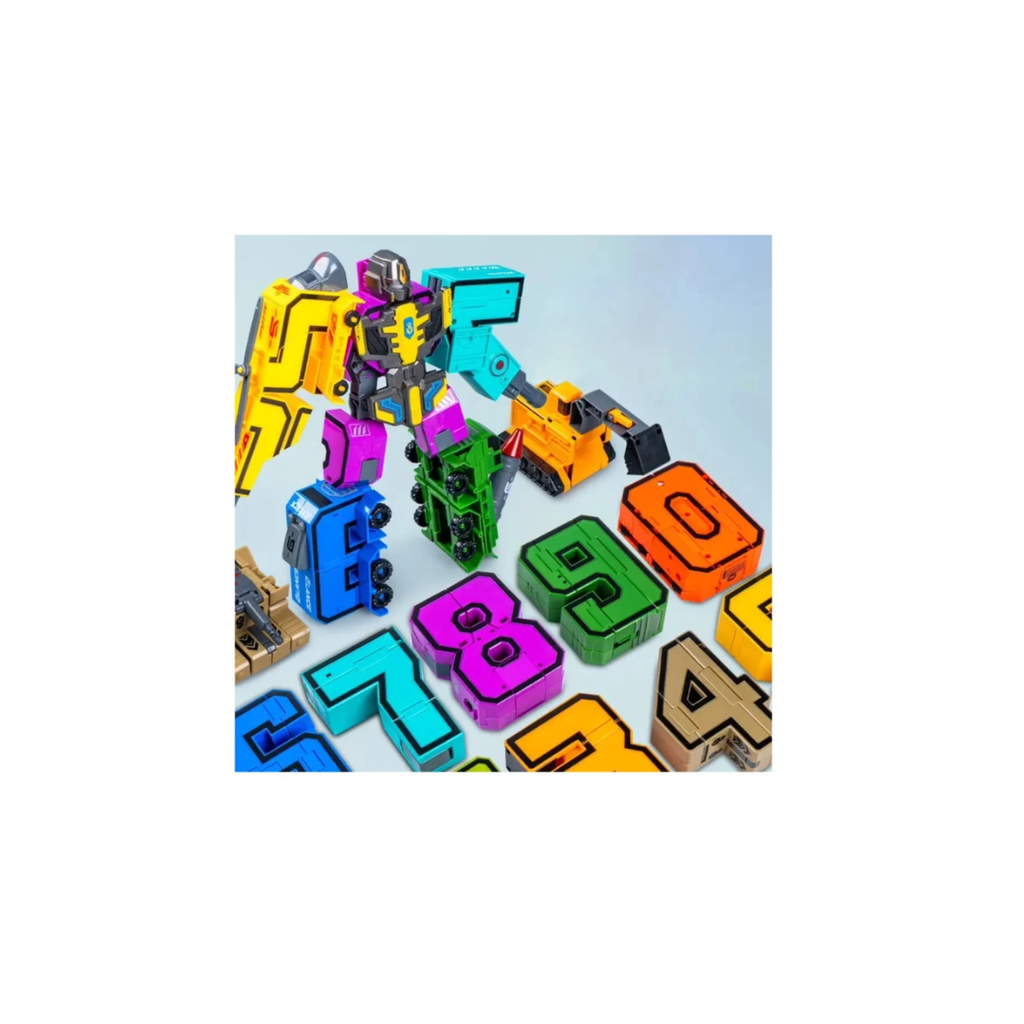 Gooeke Distortion  Number Big  Puzzle Board with Transforming Robot