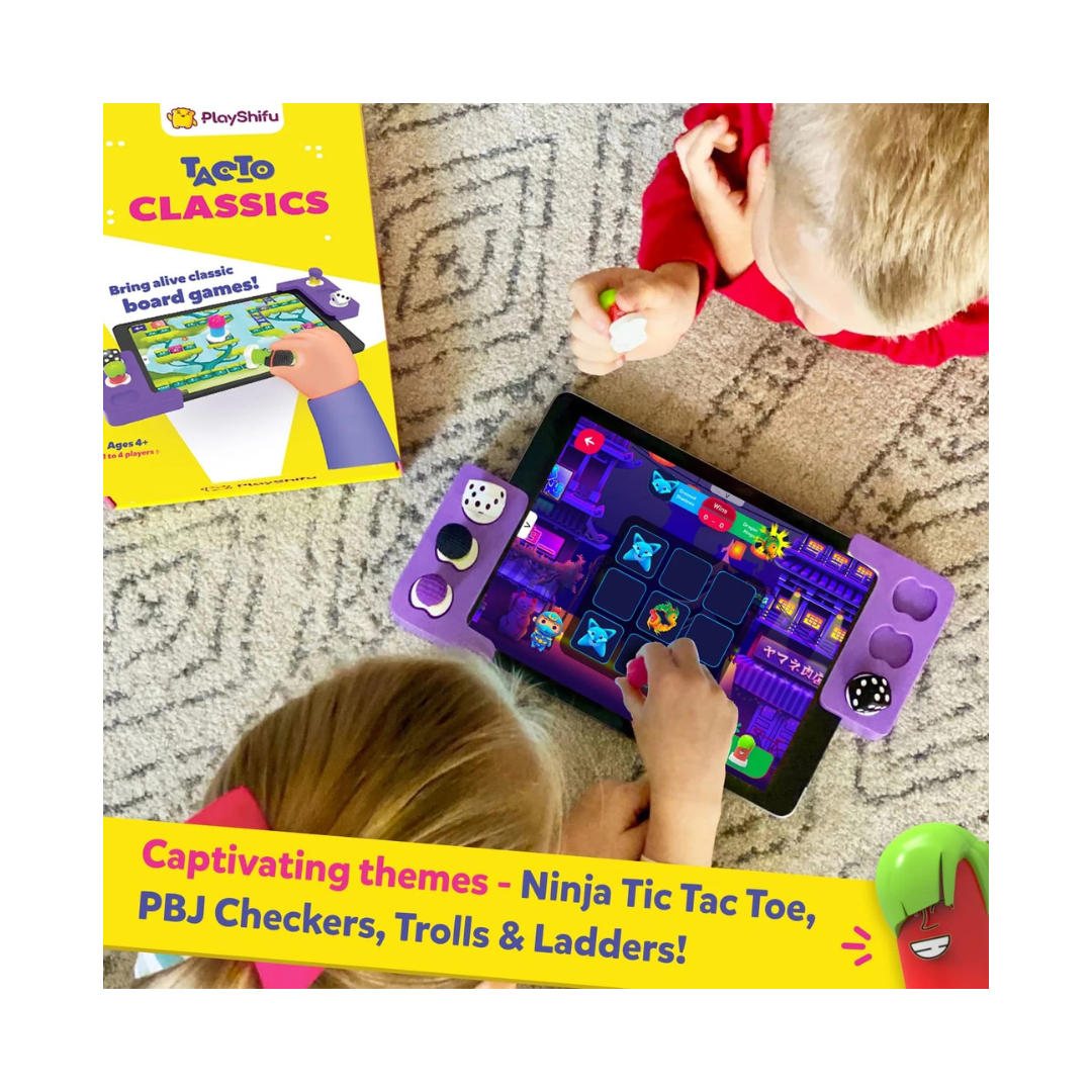 Shifu Tacto Classics - 4in1 Digital Board Games - Ludo, Checkers, Ladders, Tic Tac Toe for Kids