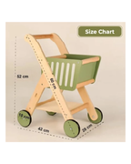 Playblox Shop 'N' Roll Wooden Shopping Trolley – Durable Pretend Play Grocery Cart for Toddlers, Easy Assembly Wooden Push Toy Set