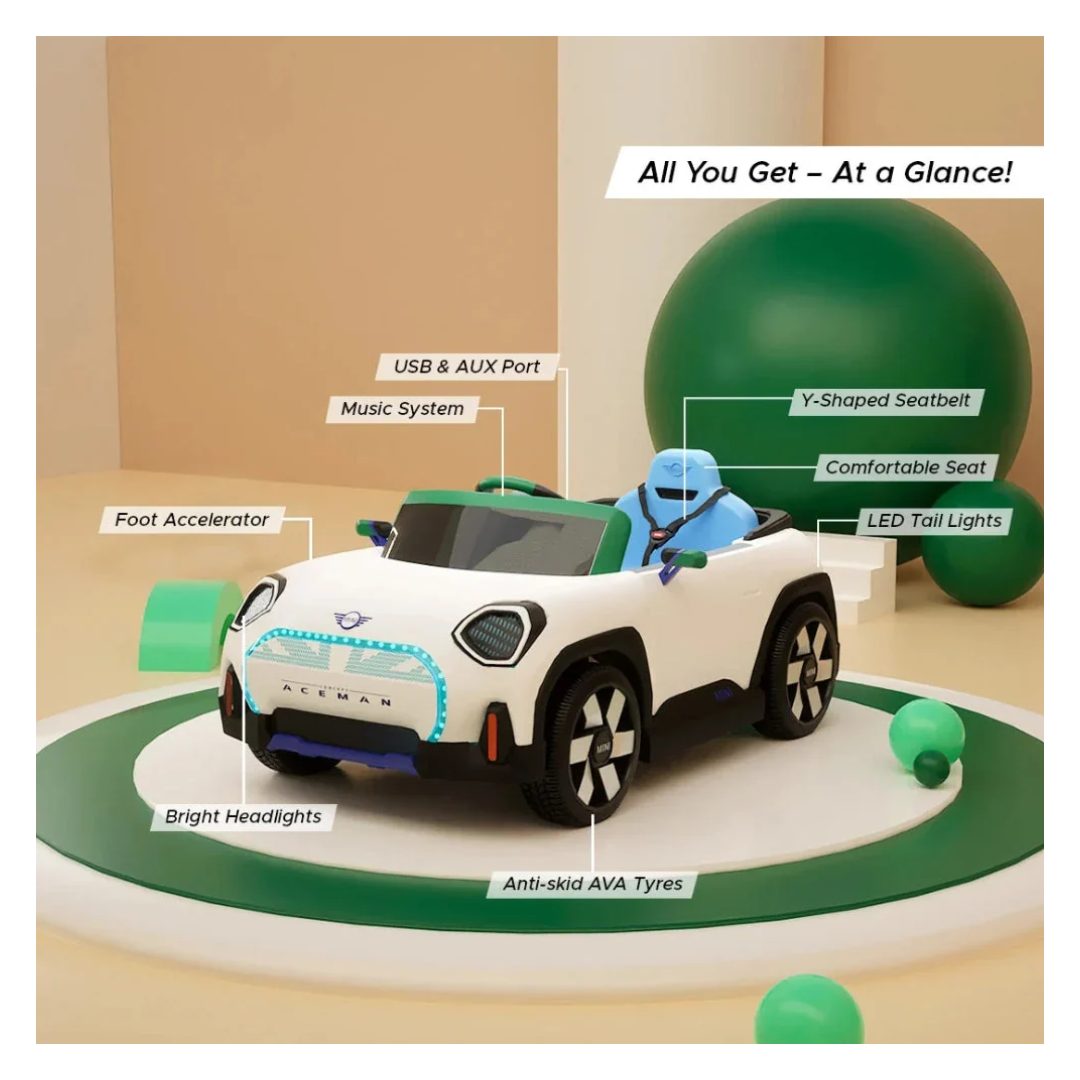 Emotorad Formula Fun Battery Oprated  Car Mini Cooper Aceman -White