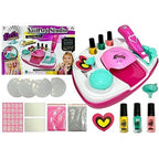 Girl's Creator DIY Nail Art Studio Kit – Kids Beauty Salon Playset with Non-Toxic Peel-Off Nail Polish & Glitter Decorator Pen (Ages 5+)