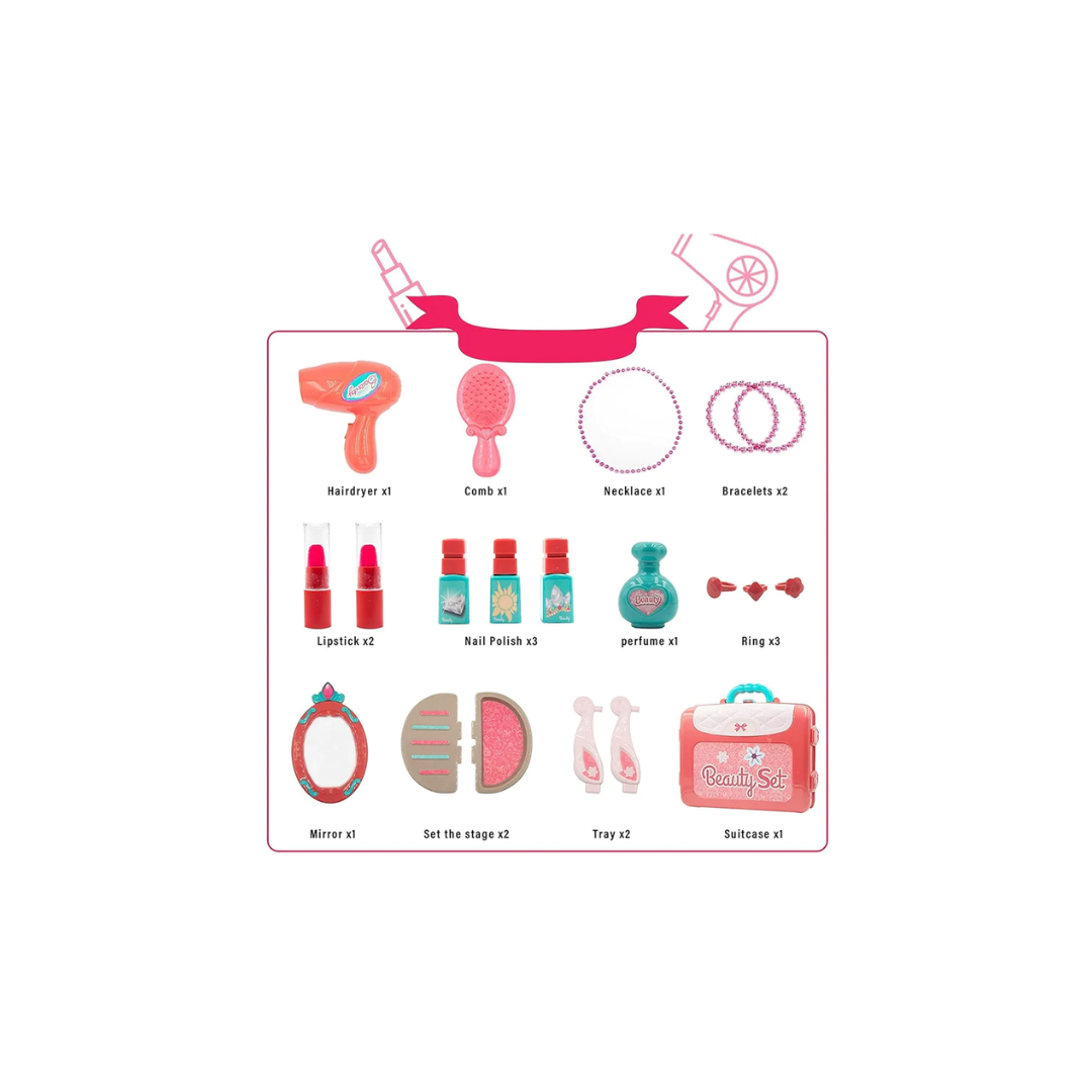 Rainbow Toys  Beauty Set for Kids Girls 3 in 1 Make Up Suitcase Kit