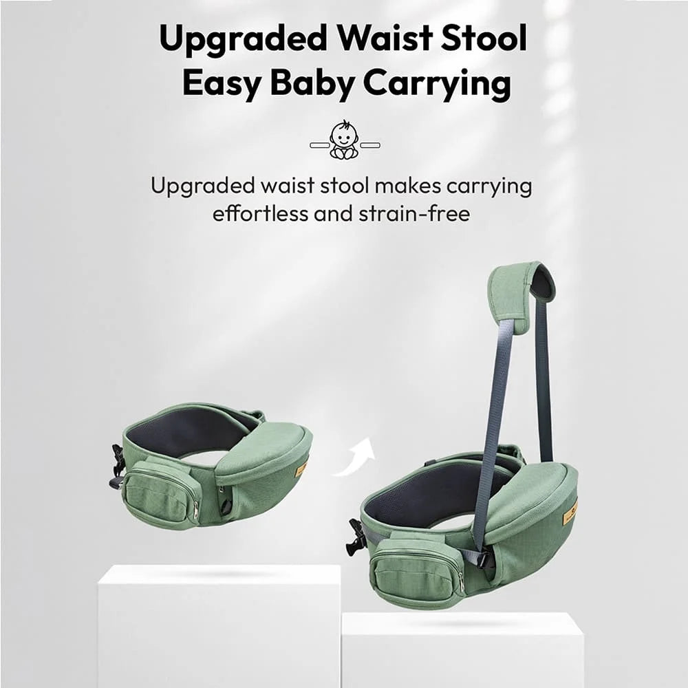 StarAndDaisy 3-in-1 Baby Carrier with Hip Seat, Ergonomic M-Shaped Support, Multiple Carrying Modes & Storage Pockets – Green