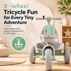 StarAndDaisy Kids Tricycle with Dual Storage Baskets & Safety Belt – 2–5 Years, Green