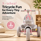 StarAndDaisy Kids Tricycle with Dual Storage Baskets & Safety Belt – 2–5 Years, Pink