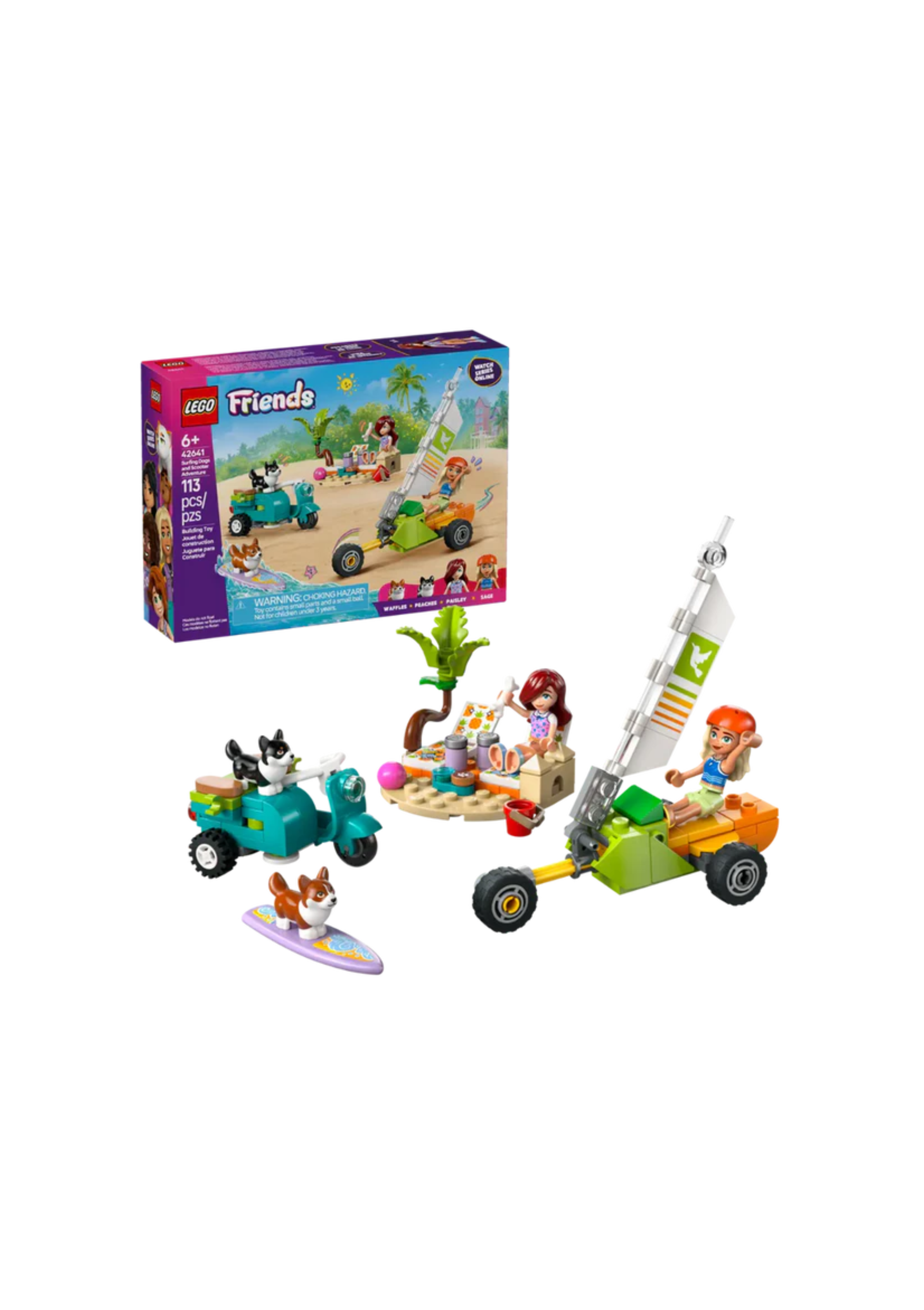 Lego 42641 Friends Surfing Dogs And Scooter Adventure (113 Pieces)