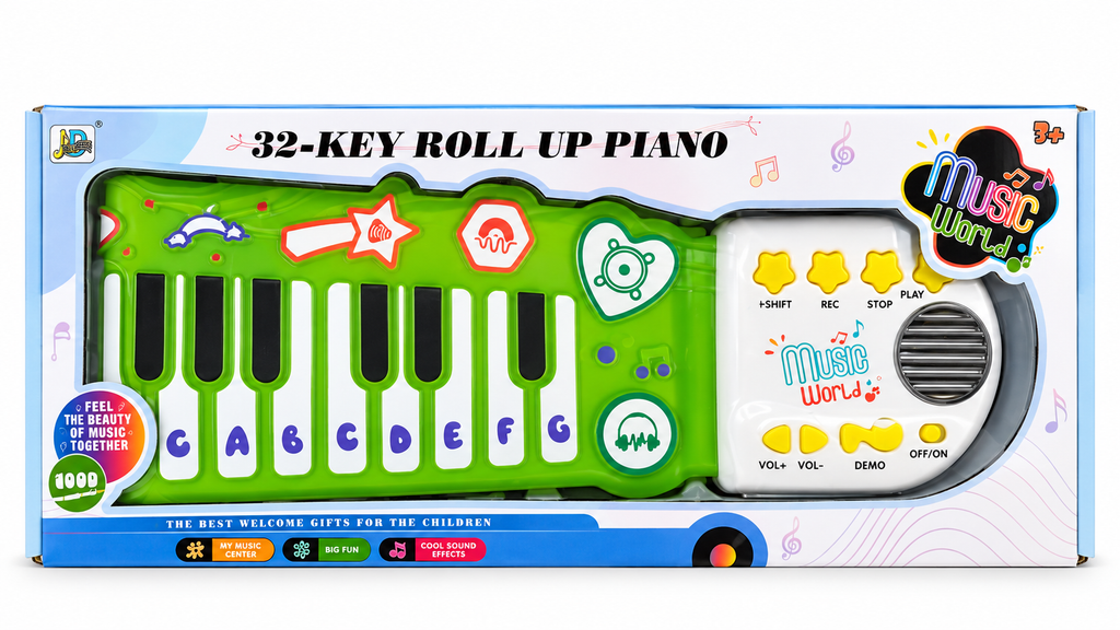 32-Key Roll-Up Piano for Kids | Portable Flexible Electronic Keyboard with Recording, Demo Songs & Music Functions