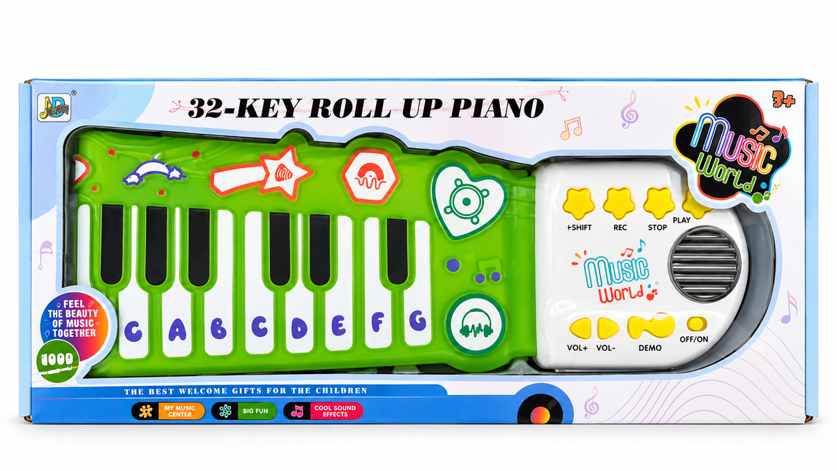 32-Key Roll-Up Piano for Kids | Portable Flexible Electronic Keyboard with Recording, Demo Songs & Music Functions