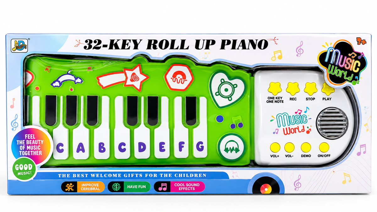 32-Key Roll-Up Piano Keyboard for Kids | Portable Musical Piano with Record, Play & Demo Functions | 3+ Years