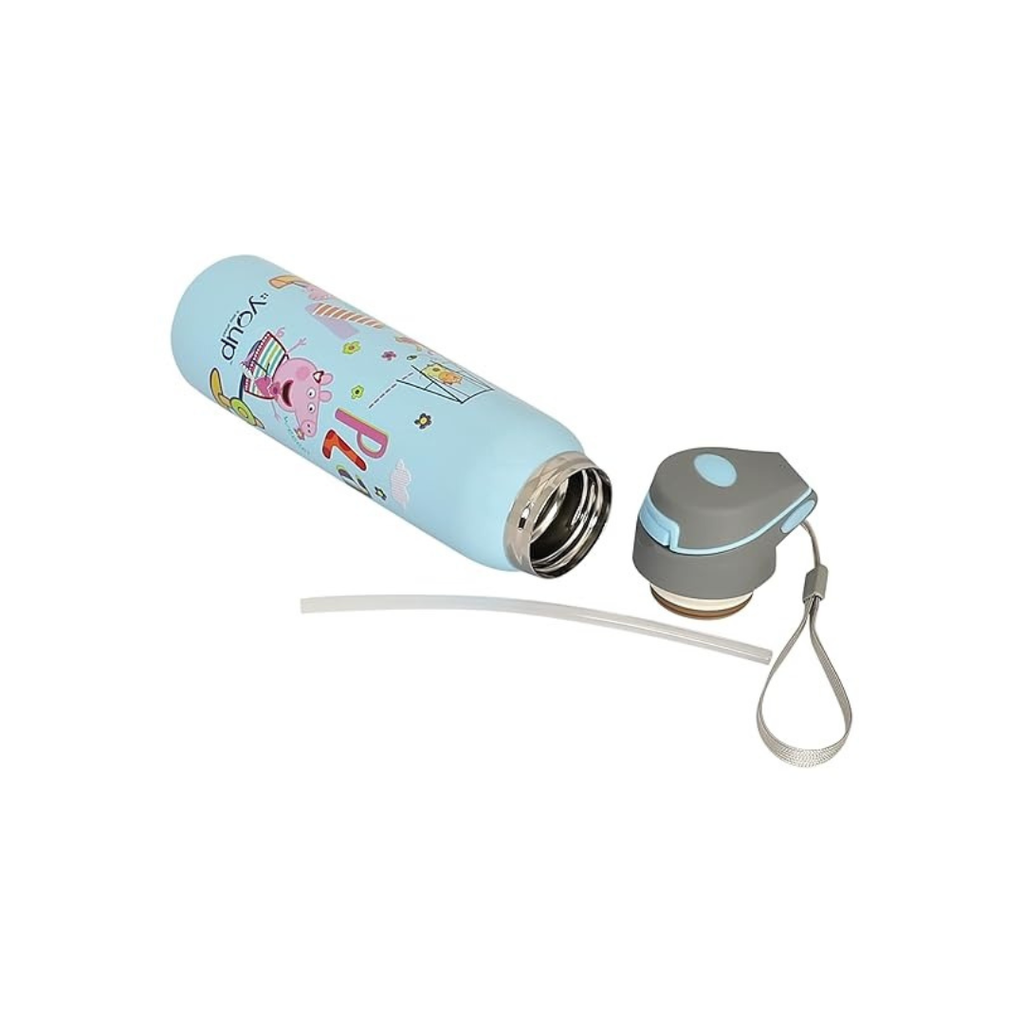 Youp Stainless Steel Googlie Peppa Pig Theme Kids Insulated Double Wall Sipper Bottle For Kids Assorted Color