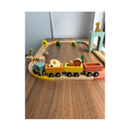 Playbox Wild Track Train – Safari Wooden Railway Set with 3 Animal Figures & Tunnel for Kids