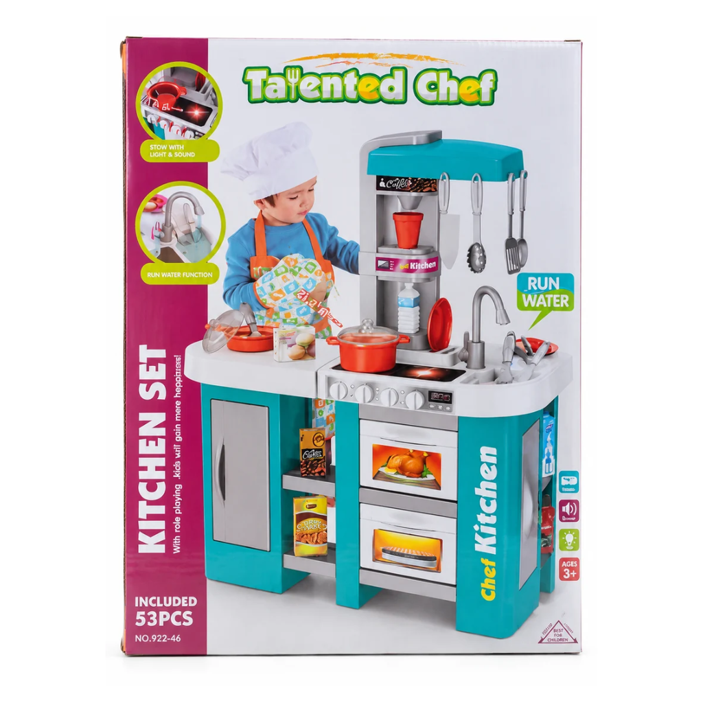 Talented Chef 53 Pcs Kitchen Set for Kids with Running Water, Light & Sound 3+ Years