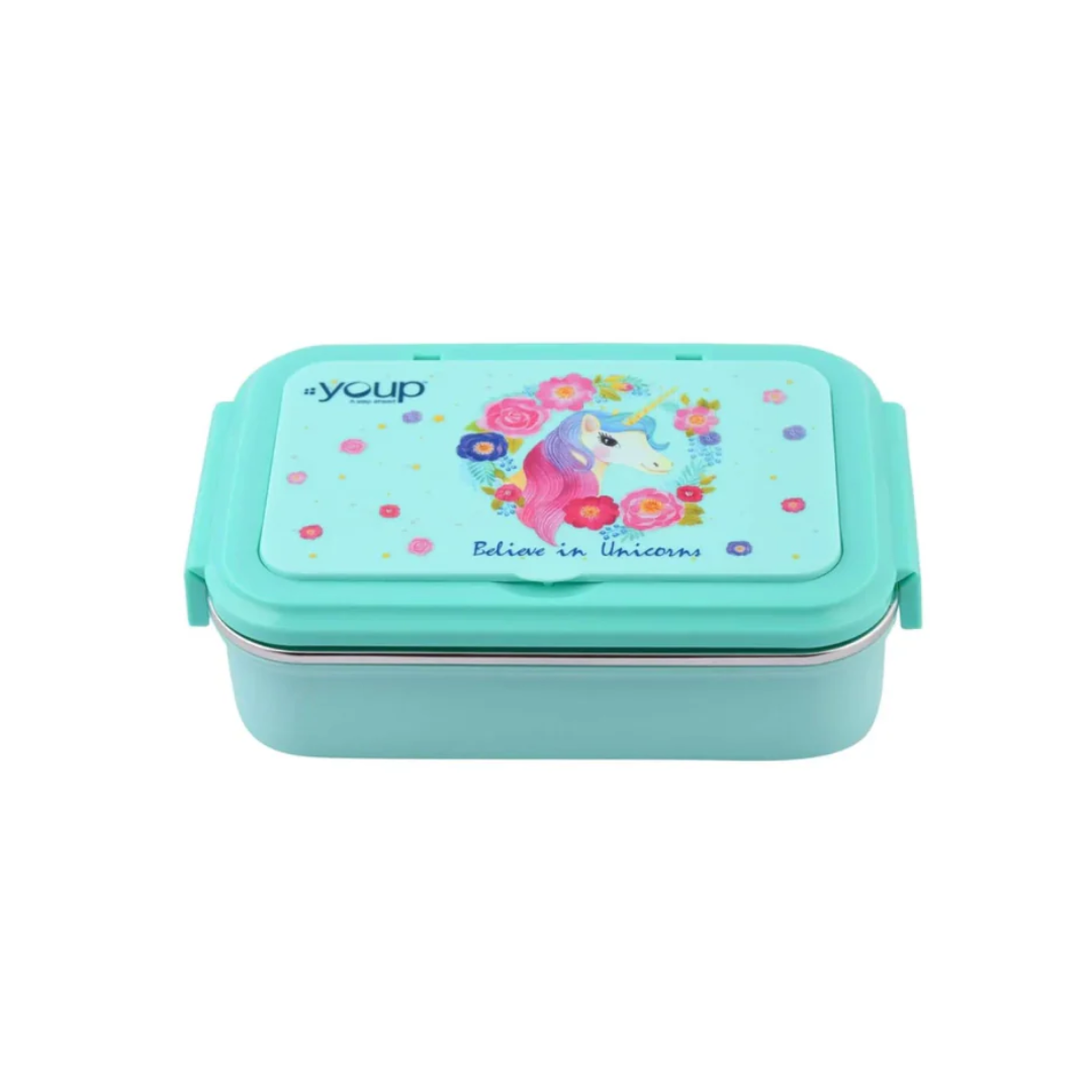 Youp Cute Unicorn Theme Stainless Steel Insulated Lunch Box BPA Free 850ML Assorted Color